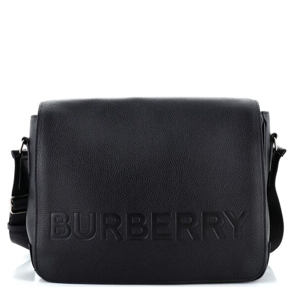 Burberry Bags Burberry Bruno Messenger Bag Embossed Leather Black